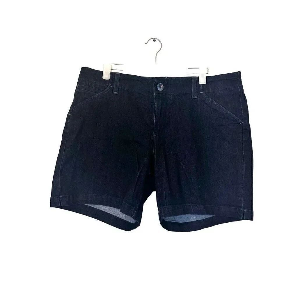 Lee Mid Rise Fit Cuffed Hem Stretch Zip Fly Jean Denim Shorts Black Size 14